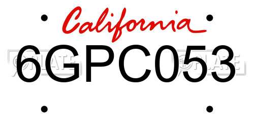 6GPC053 California License Plate