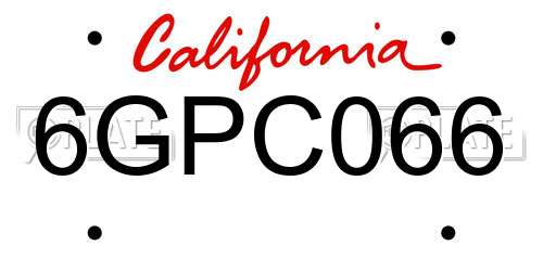 6GPC066 California License Plate