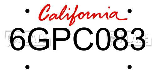 6GPC083 California License Plate