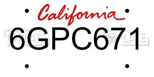 6GPC671 California License Plate