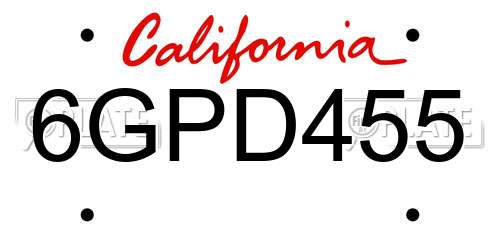 6GPD455 California License Plate