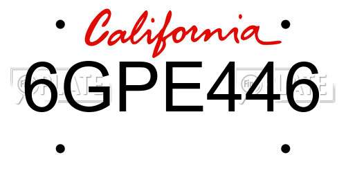 6GPE446 California License Plate