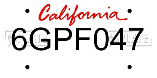 6GPF047 California License Plate