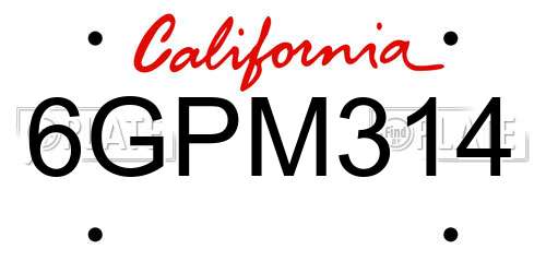 6GPM314 California License Plate
