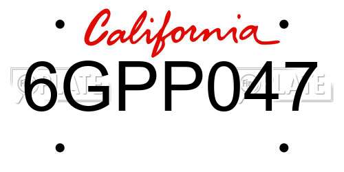 6GPP047 California License Plate