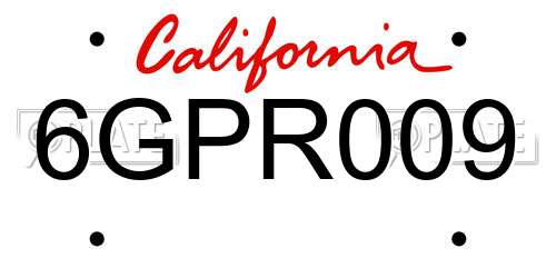6GPR009 California License Plate