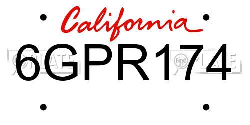 6GPR174 California License Plate