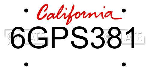 6GPS381 California License Plate