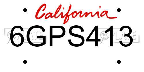 6GPS413 California License Plate