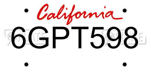 6GPT598 California License Plate