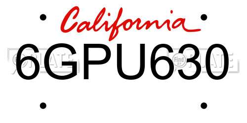 6GPU630 California License Plate