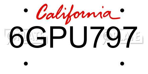 6GPU797 California License Plate