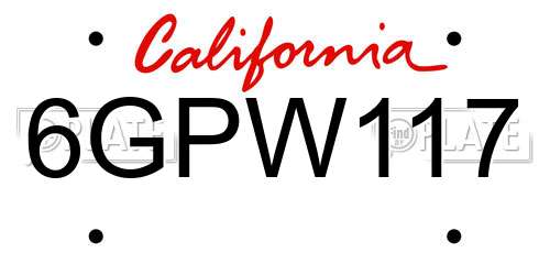 6GPW117 California License Plate