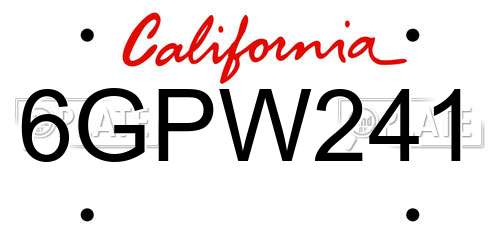 6GPW241 California License Plate