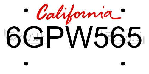 6GPW565 California License Plate