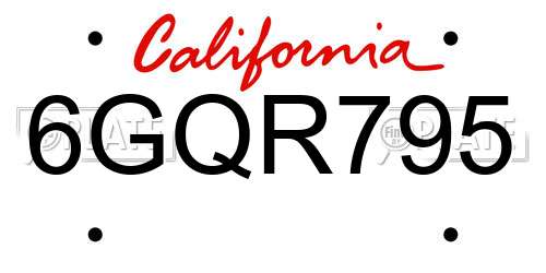 6GQR795 California License Plate