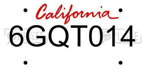 6GQT014 California License Plate