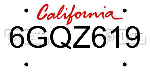 6GQZ619 California License Plate