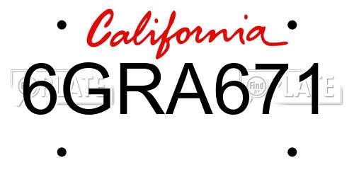 6GRA671 California License Plate