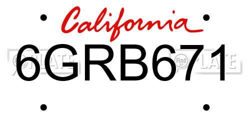 6GRB671 California License Plate