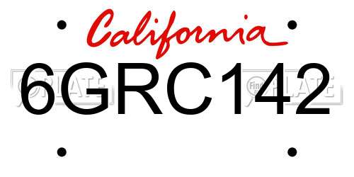 6GRC142 California License Plate