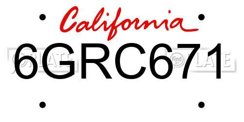 6GRC671 California License Plate