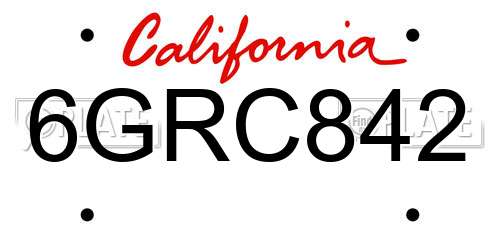 6GRC842 California License Plate