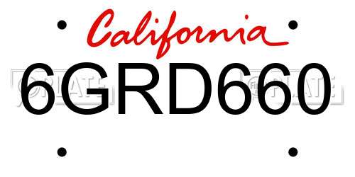 6GRD660 California License Plate