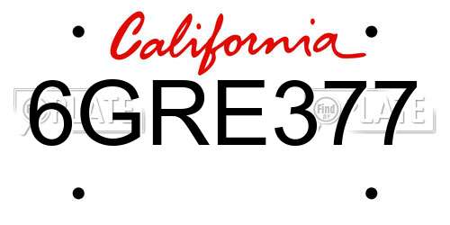6GRE377 California License Plate