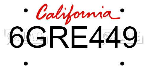 6GRE449 California License Plate