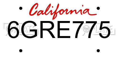 6GRE775 California License Plate