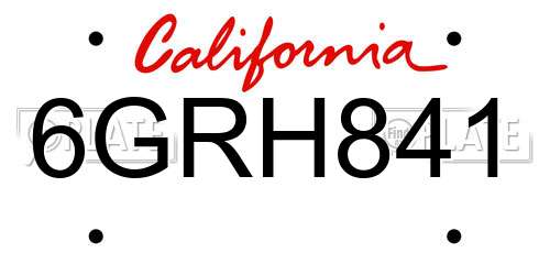 6GRH841 California License Plate