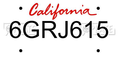 6GRJ615 California License Plate