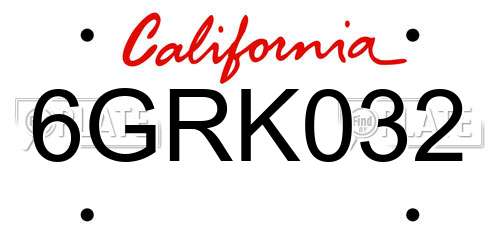6GRK032 California License Plate