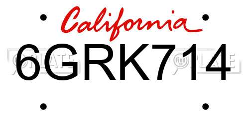 6GRK714 California License Plate