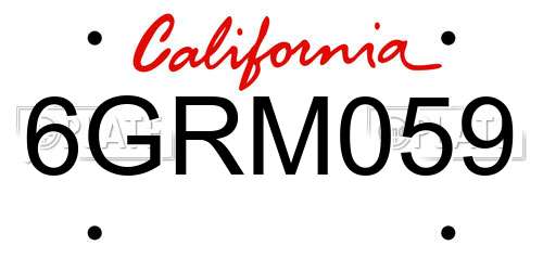 6GRM059 California License Plate