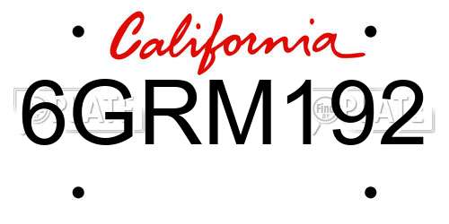 6GRM192 California License Plate