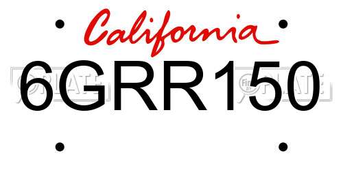 6GRR150 California License Plate