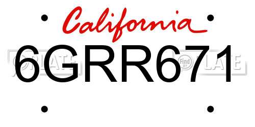 6GRR671 California License Plate