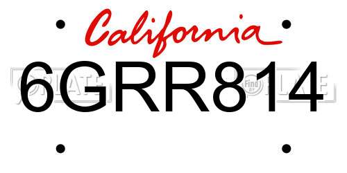 6GRR814 California License Plate