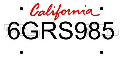 6GRS985 California License Plate