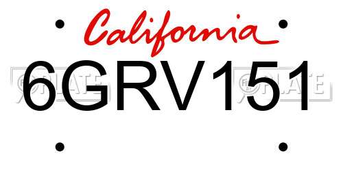 6GRV151 California License Plate