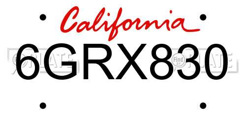 6GRX830 California License Plate