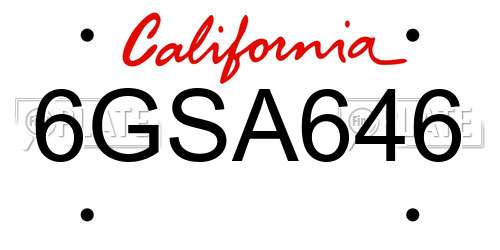 6GSA646 California License Plate