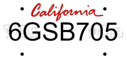 6GSB705 California License Plate
