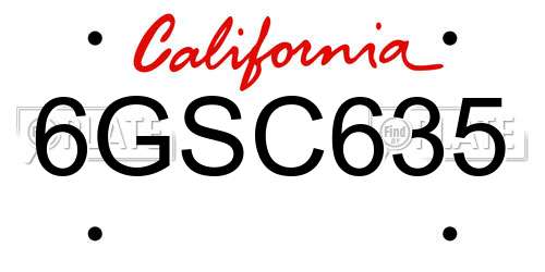 6GSC635 California License Plate