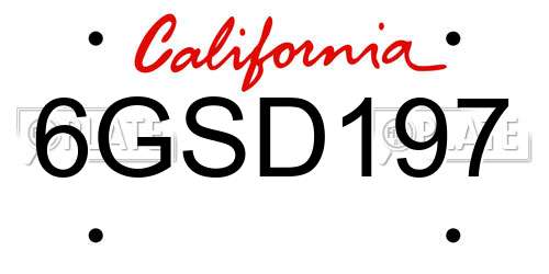 6GSD197 California License Plate