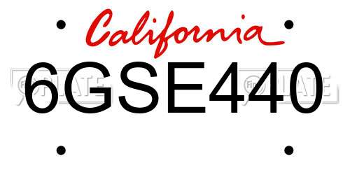 6GSE440 California License Plate