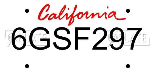 6GSF297 California License Plate