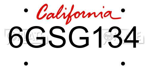 6GSG134 California License Plate